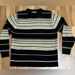 Old Skool Urbanwear Black Tan Striped Sweater Size M Vintage Y2K Streetwear